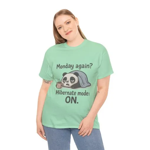 Funny Panda Hibernate Tee, Cute Animal Shirt, Unisex Cotton Tee, Gift for Lazy Days, Monday Motivation T-shirt - Image 2