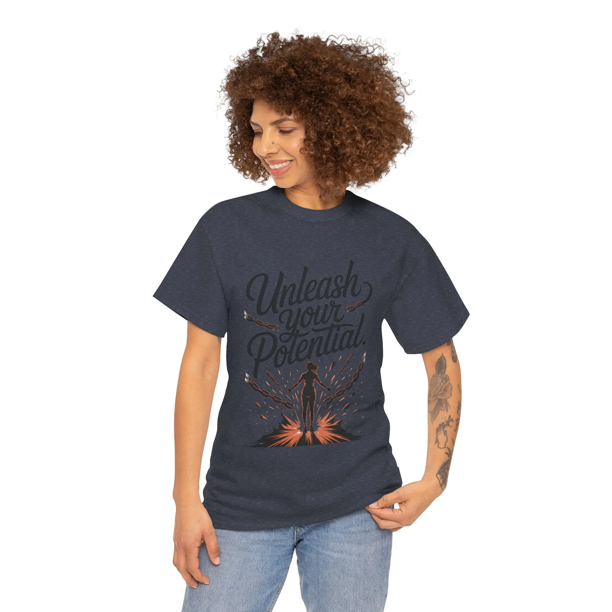 Unleash Your Potential Women's Tee, Motivational T-Shirt, Inspirational Cotton Tee, Gift for Gym Lovers, Positive Energy Top - Image 22