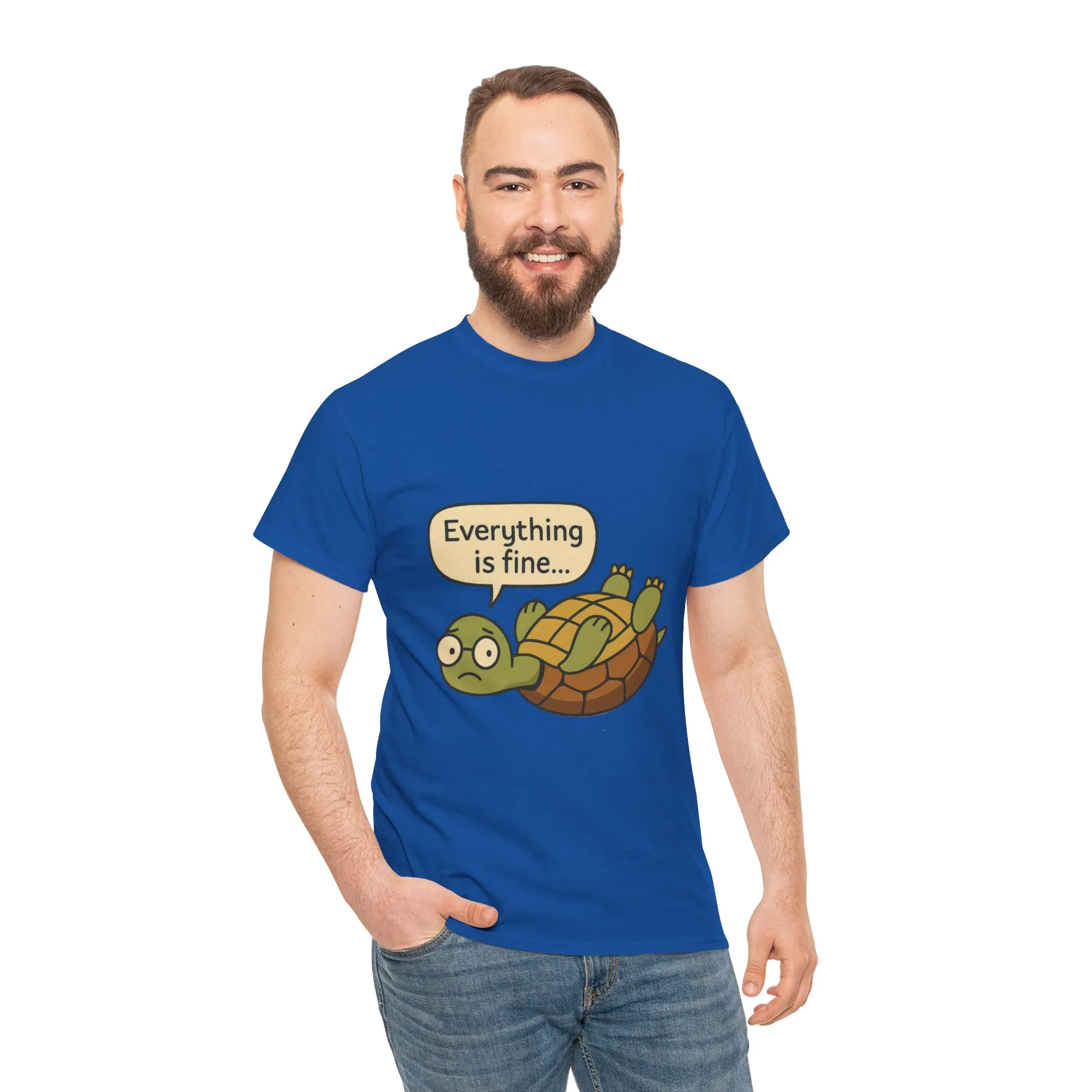 Everything is Fine Turtle Tee, Funny Unisex Cotton Tee, Cute Animal Shirt, Gift for Nature Lovers, Great for Humor, Positive message t-shirt - Image 2