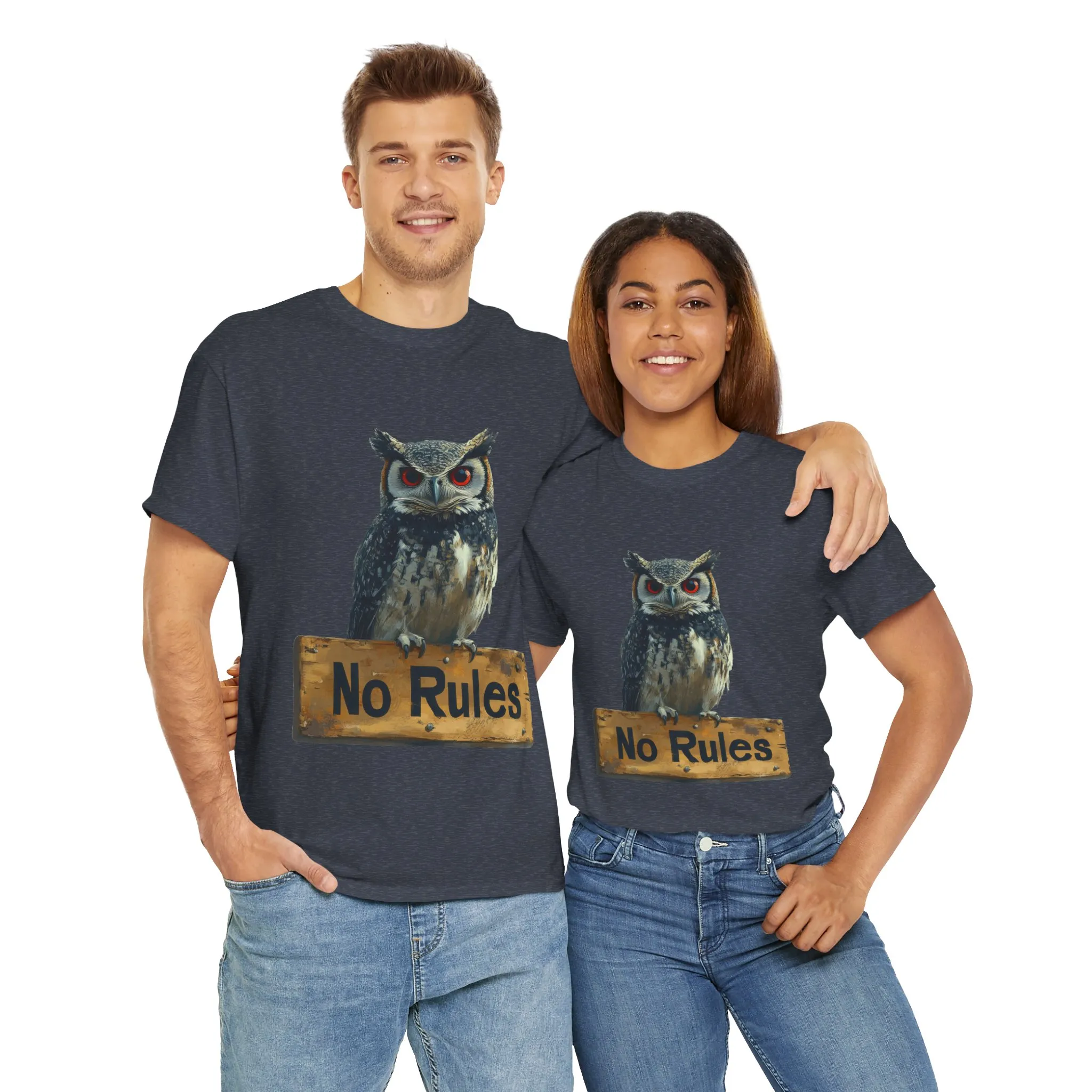 No Rules Owl Graphic T-Shirt, Unisex Heavy Cotton Tee, Funny Animal Shirt, Rebellious Bird Tee Gift for Him or Her - Image 26