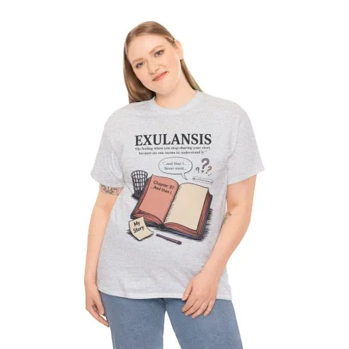 Exulansis Shirt, Emotional Aesthetic Word Tee, Deep Meaning Typography Graphic Tee, Women's Heavy Cotton Tee, deep meaning t shirt - Image 5