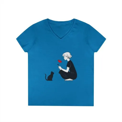 Cat Lover's V-Neck T-Shirt - Cute Graphic Tee for Pet Owners, Gifts for Cat Lovers, Animal Lover Apparel, Valentine's Day, Cat Love - Image 8