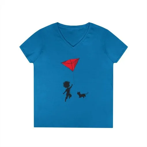 Cat Lover Girls' V-Neck T-Shirt, Gift for Birthday, Cat Lover T-Shirt, Cat Mom Gift, Gift for Kids and Animal Lovers - Image 10
