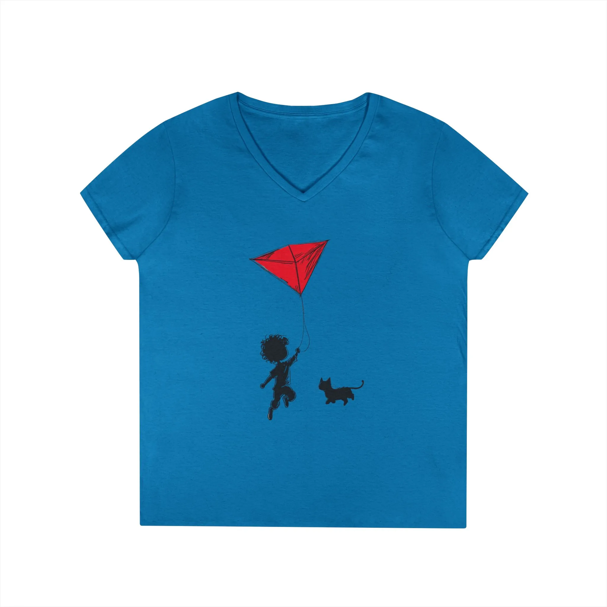 Cat Lover Girls' V-Neck T-Shirt, Gift for Birthday, Cat Lover T-Shirt, Cat Mom Gift, Gift for Kids and Animal Lovers - Image 10