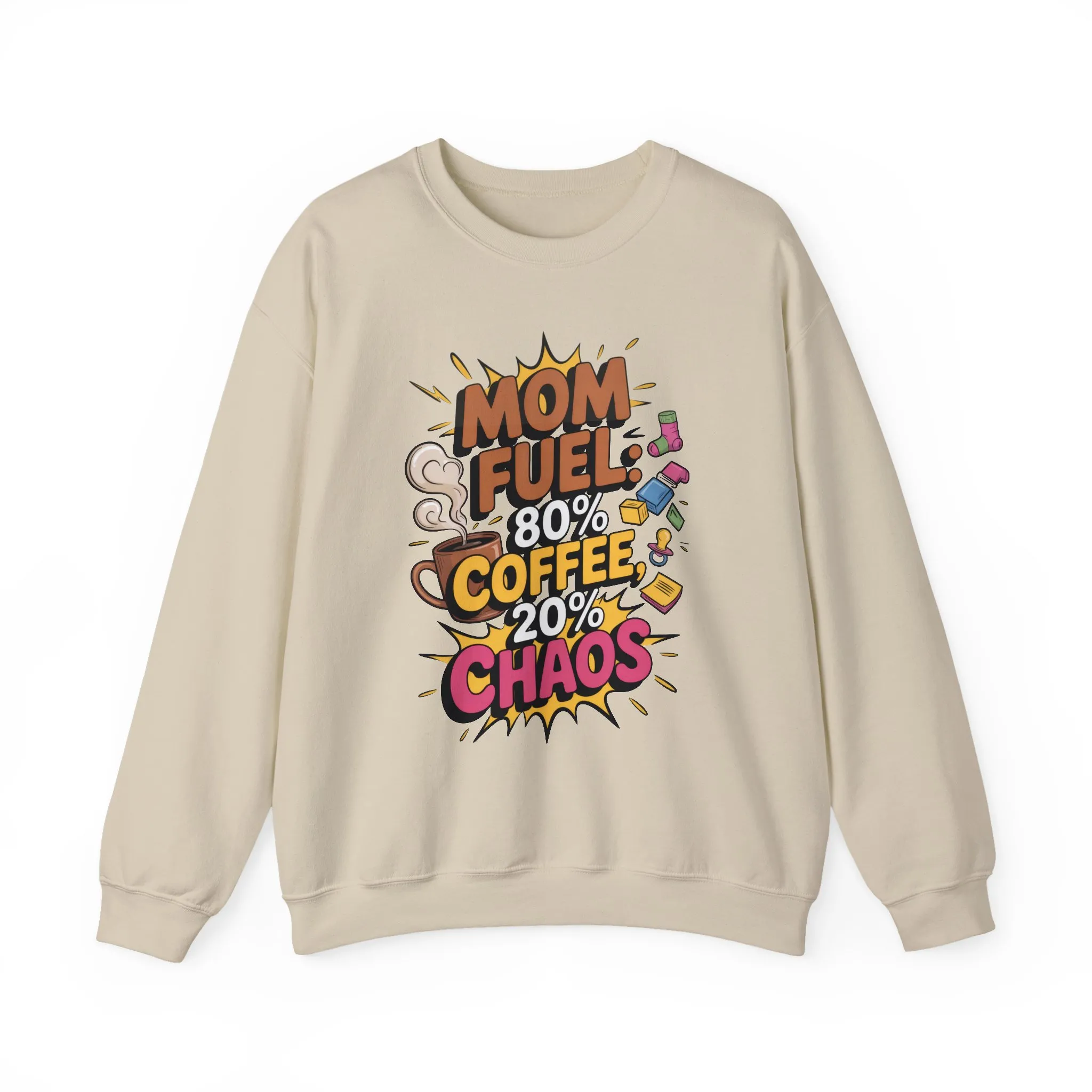 Funny Mom Fuel Sweatshirt, Perfect Gift for Moms, Chaos & Caffeine, Mother's Day Apparel, Funny Tired Mom Life Sweatshirt, Coffee Loving Mom - Image 4