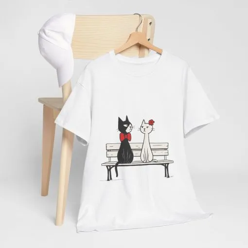 Cute Cat Lovers Tee, Unisex Heavy Cotton Tee for Pet Owners, Funny Cat Shirt, Gift for Cat Lovers, Casual T-Shirt, Animal Art Tee - Image 5