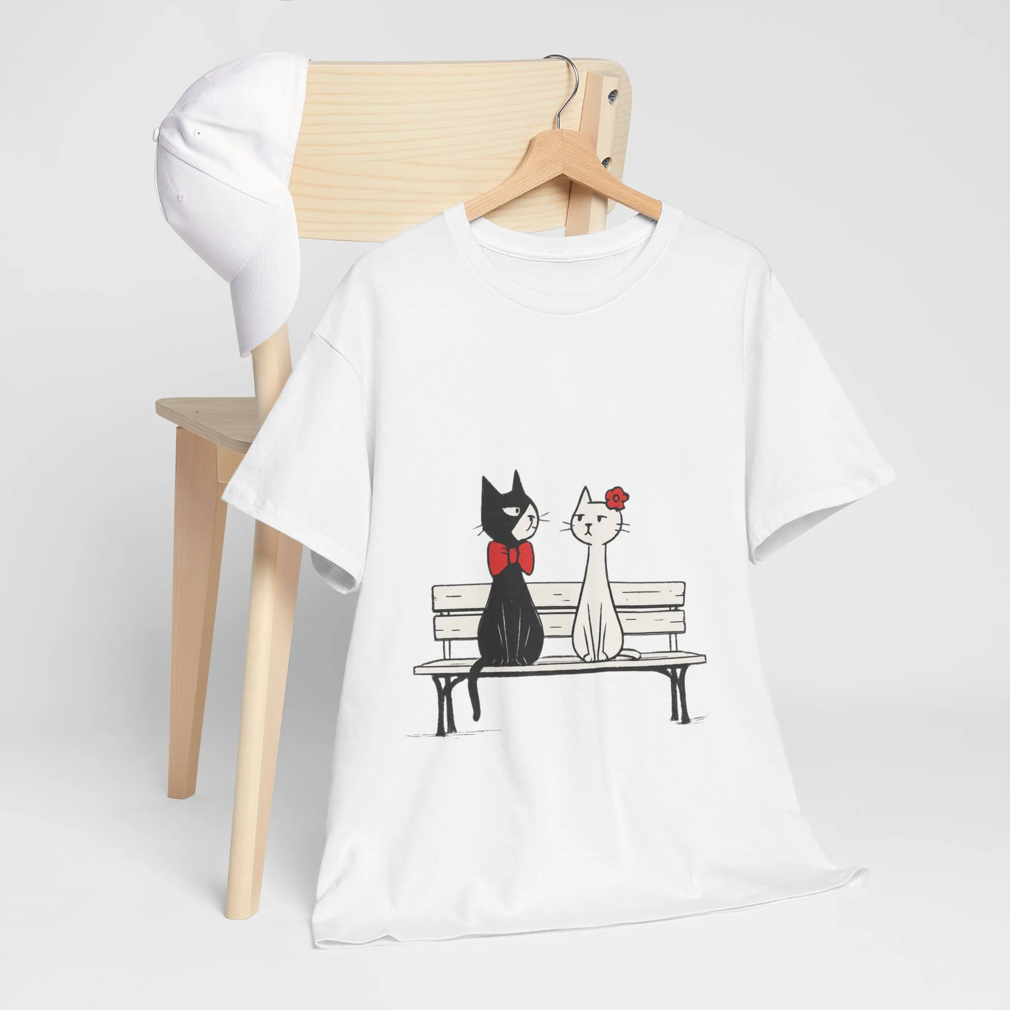 Cute Cat Lovers Tee, Unisex Heavy Cotton Tee for Pet Owners, Funny Cat Shirt, Gift for Cat Lovers, Casual T-Shirt, Animal Art Tee - Image 5