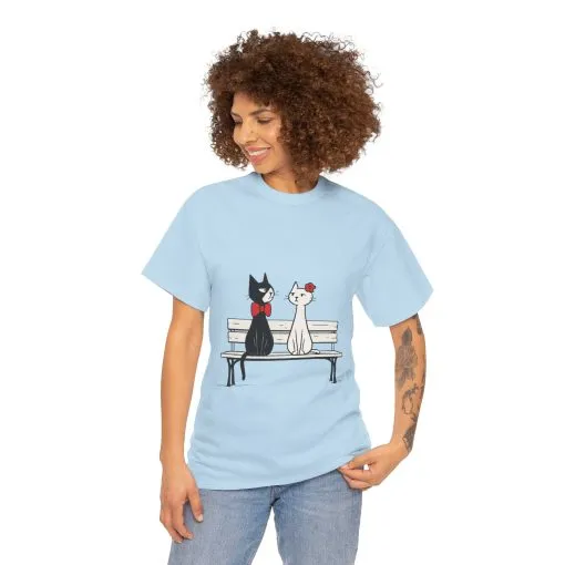 Cute Cat Lovers Tee, Unisex Heavy Cotton Tee for Pet Owners, Funny Cat Shirt, Gift for Cat Lovers, Casual T-Shirt, Animal Art Tee - Image 13