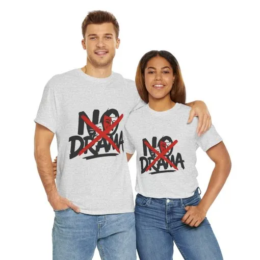 No Drama Unisex Heavy Cotton Tee, Casual Shirt, Gift for Friends, Relaxed Fit, Comfort Wear, Everyday Style - Image 29