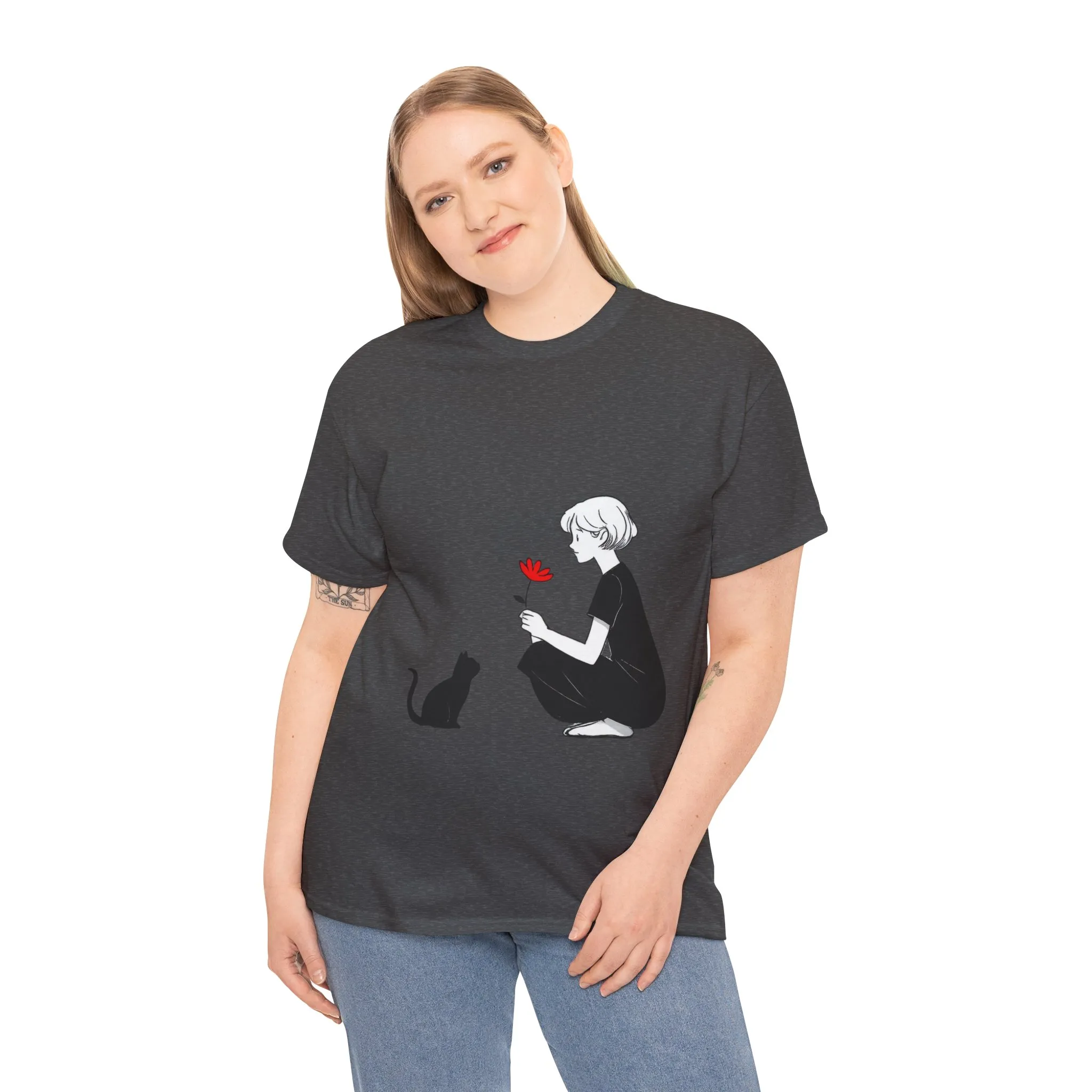 Cat Lover's Heavy Cotton Tee, Cute Cat Shirt, Pet Owner Gift, Animal Lover Apparel, Birthday Gift for Her, Women's Cotton T-Shirt, Cat Lover - Image 14