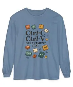 Graphic Long Sleeve Tee, Ctrl+C Ctrl+V Department Lead, Funny Office Humor Shirt, Programmer Gift, Tech Nerd Tee, IT Department Apparel