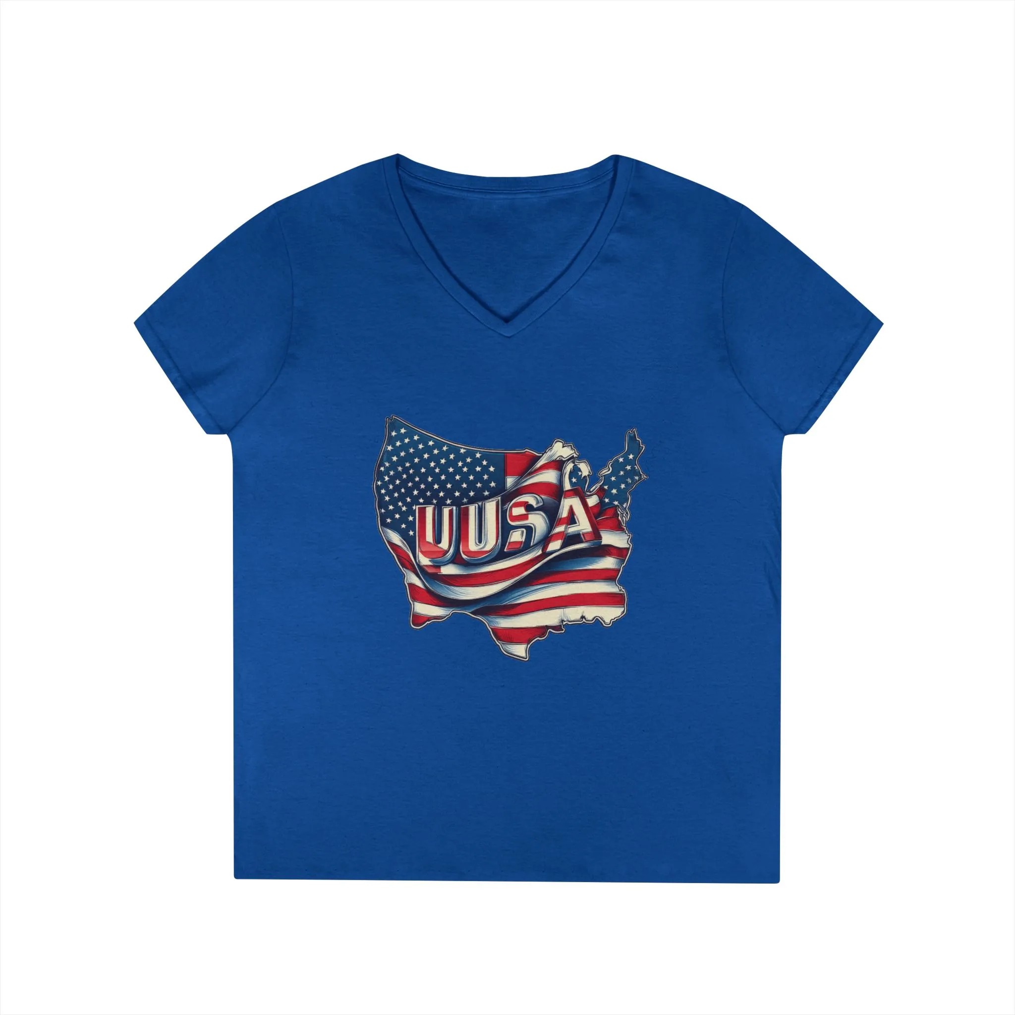 Patriotic Ladies' V-Neck T-Shirt, USA Flag Top, Independence Day Apparel, Women's Casual Wear, Summer T-Shirt, 4th of July Gift - Image 13