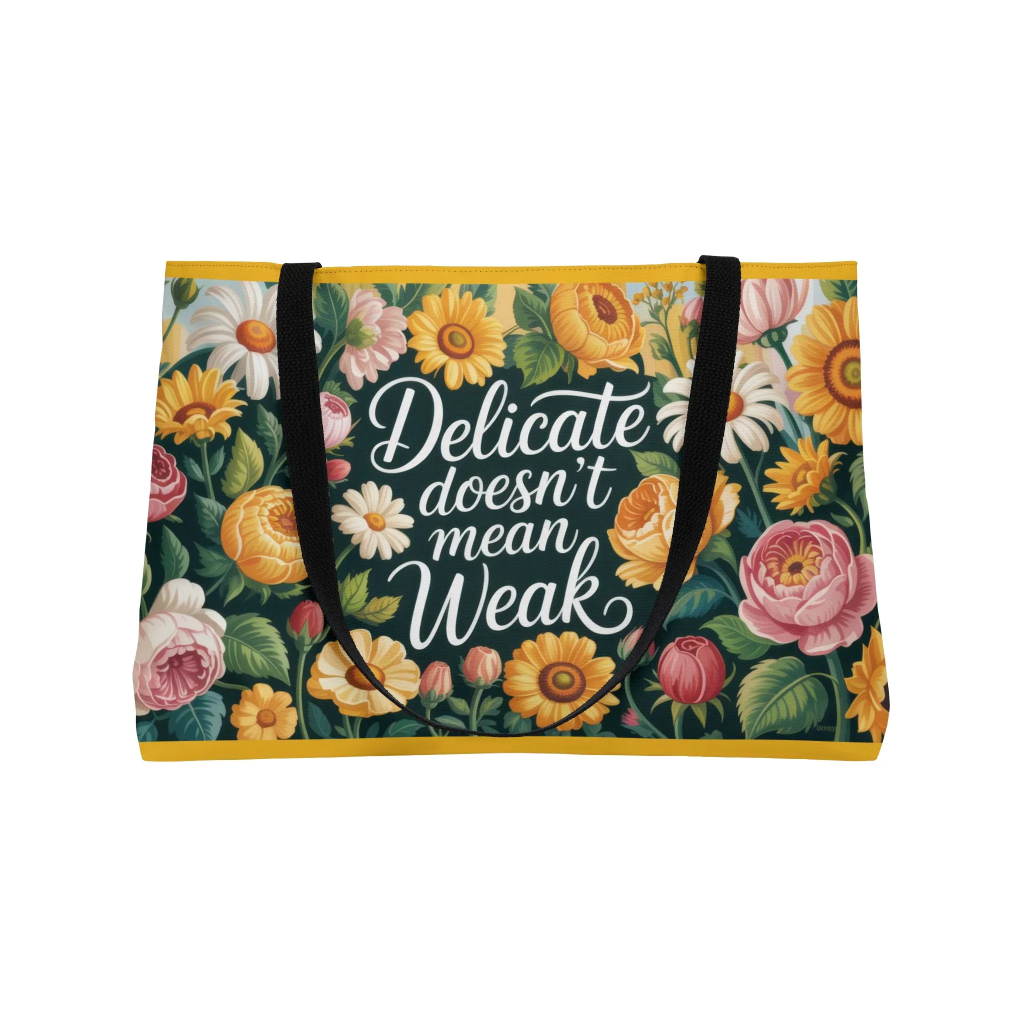 Floral Empowerment Weekender Tote Bag, Inspirational Travel Bag, Motivational Gift, Beach Bag, Gym Tote, Floral Print Carryall - Image 3