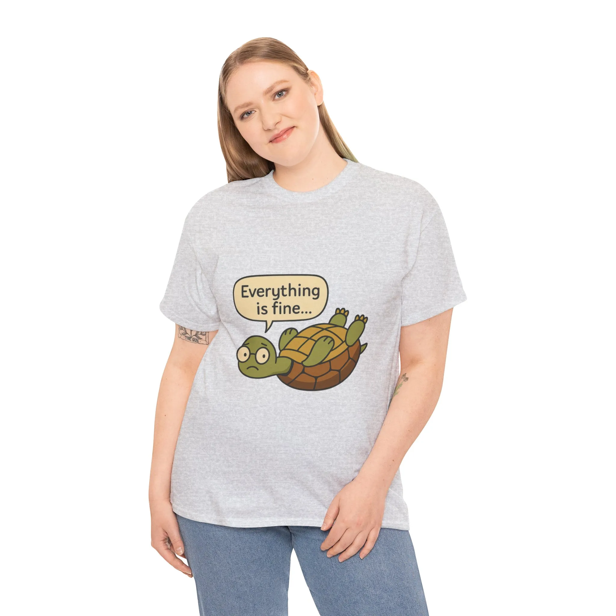 Everything is Fine Turtle Tee, Funny Unisex Cotton Tee, Cute Animal Shirt, Gift for Nature Lovers, Great for Humor, Positive message t-shirt - Image 6