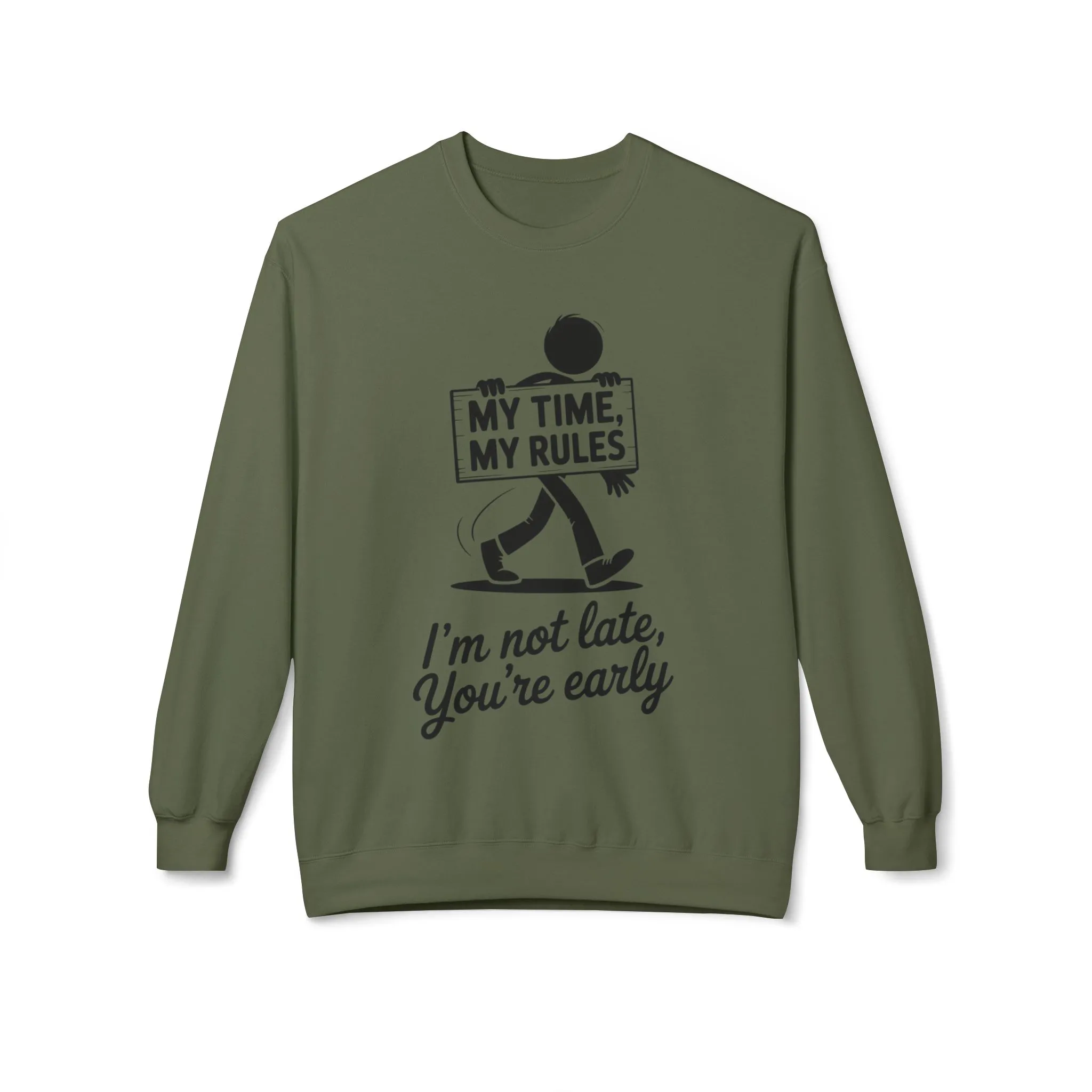 Casual Men's Crewneck Sweatshirt, Funny Sweatshirt for Men, Perfect Gift for Friends, My Time My Rules Design, Time Management Humor - Image 8