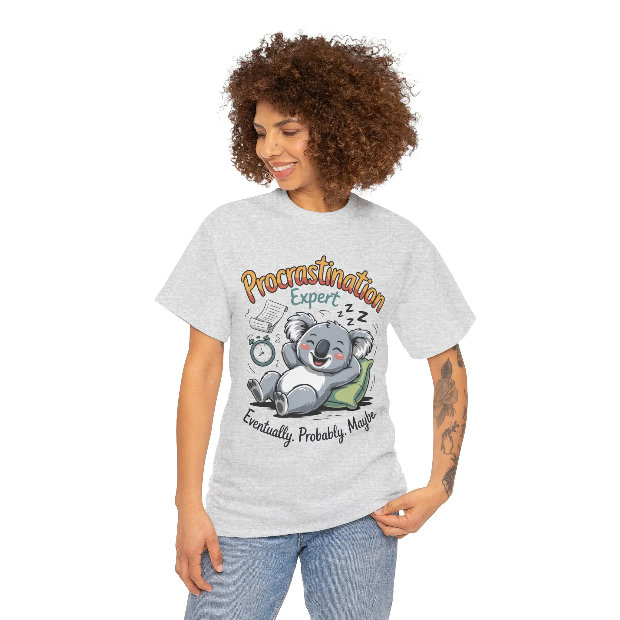 Procrastination Expert Cotton Tee, Funny T-Shirt, Cute Koala Design, Gift for Students, Relaxed Fit Shirt, Gift for Animal Lovers - Image 35