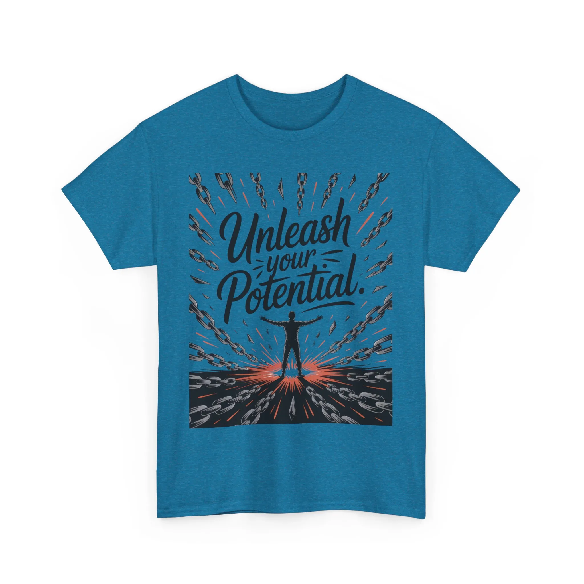 Inspiring Men s Heavy Cotton Tee, Unleash Your Potential Motivation Shirt, Gift for Graduates, Personal Growth Apparel, Casual Wear - Image 18