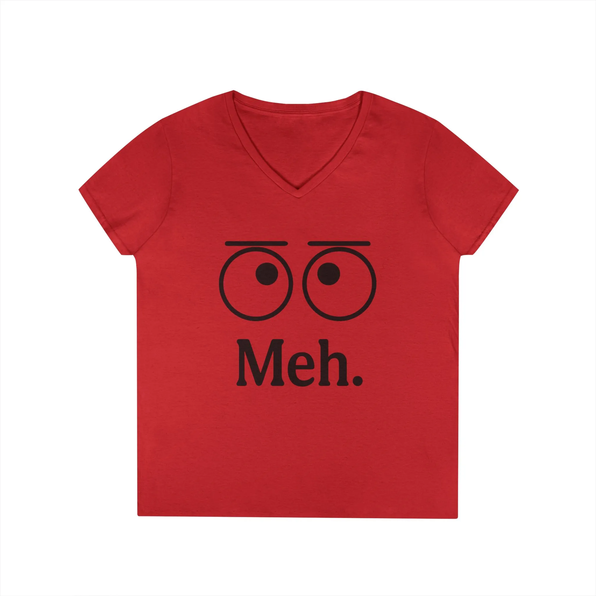Funny Ladies' V-Neck T-Shirt - "Meh." Graphic, Casual Humor Tee, Gift for Her, Everyday Wear, Cute Top - Image 2