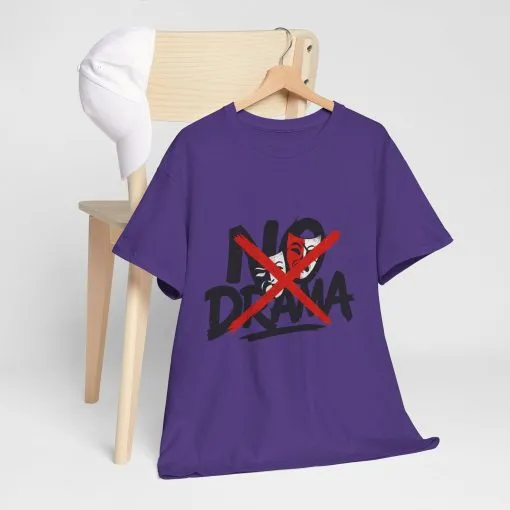 No Drama Unisex Heavy Cotton Tee, Casual Shirt, Gift for Friends, Relaxed Fit, Comfort Wear, Everyday Style - Image 21