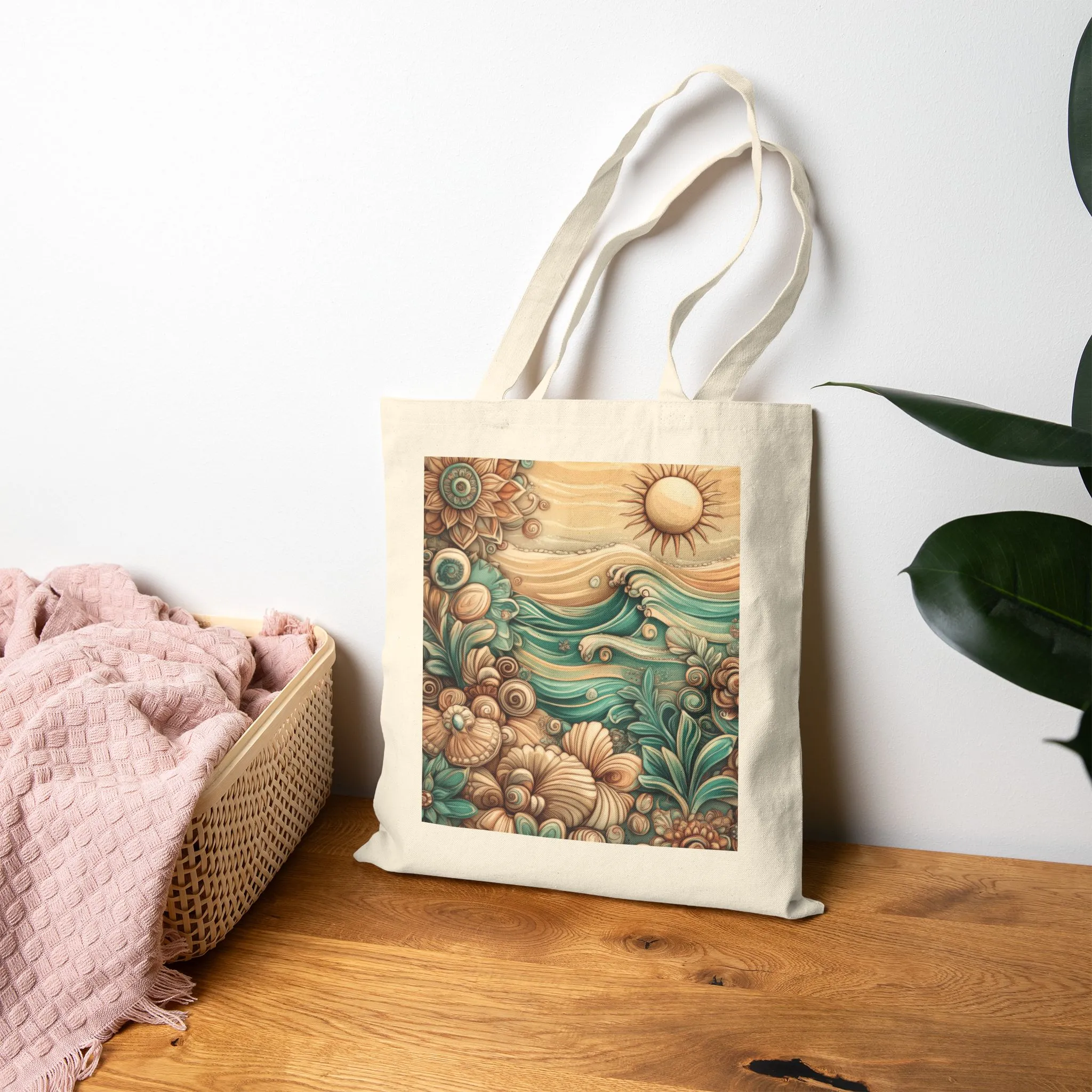 Bohemian Tote Bag, Eco-Friendly Cotton Canvas Bag, Beach Tote, Shopping Bag, Gift for Her, Summer Accessory - Image 4