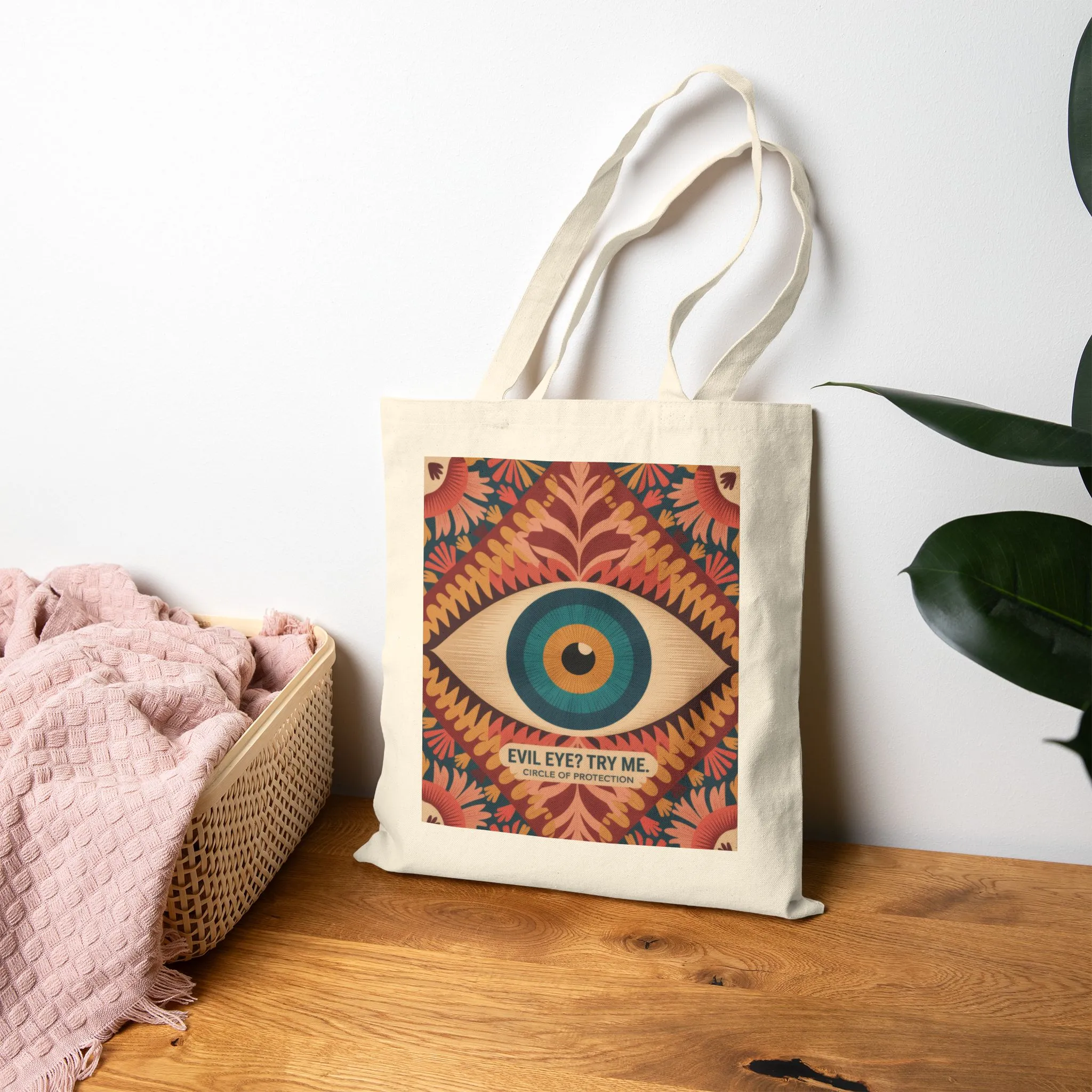 Vibrant Eye Design Canvas Tote Bag, Boho Shopper, Eco-Friendly Grocery Bag, Gift for Art Lovers, Sustainable Fashion - Image 6