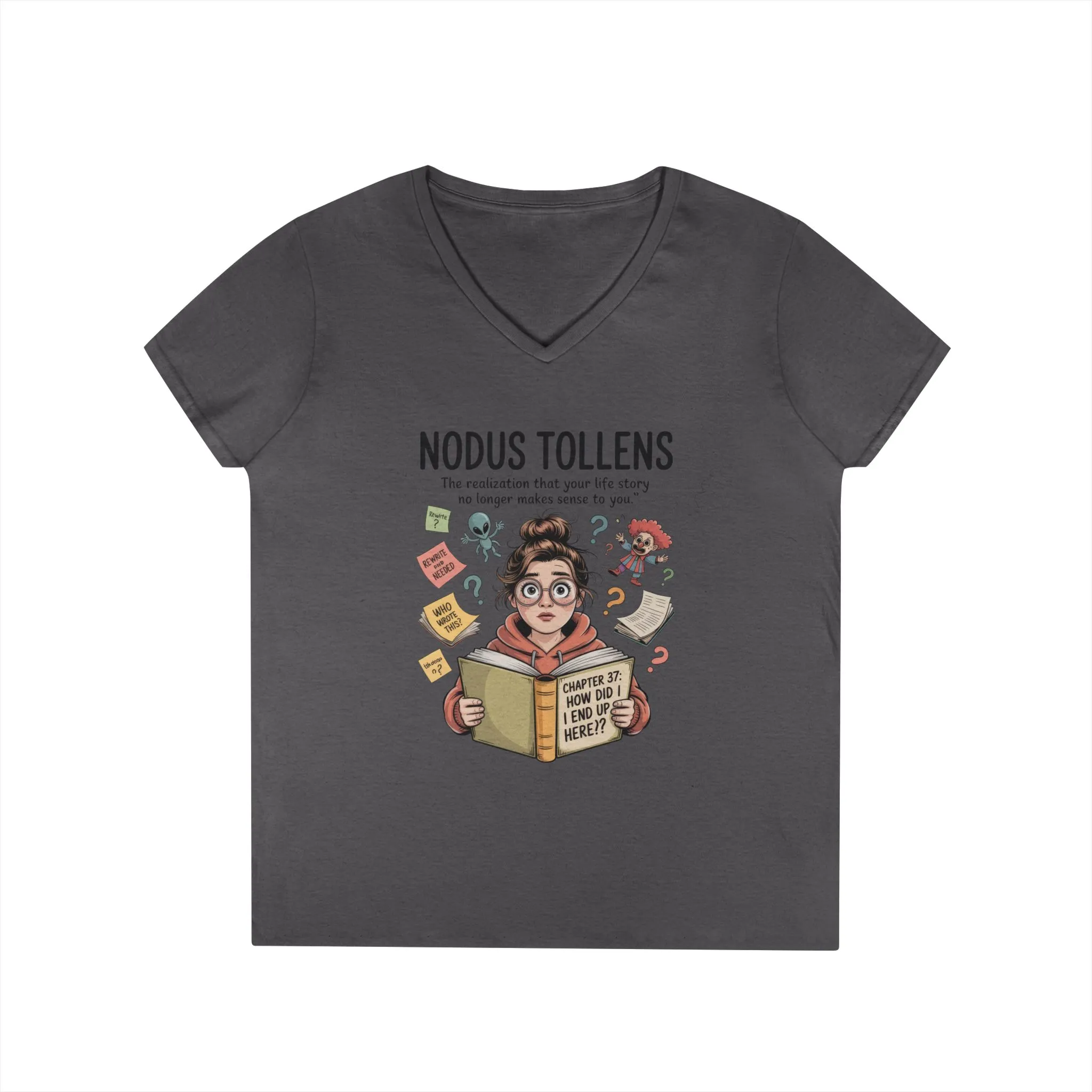 Nodus Tollens V-Neck T-Shirt, Women's Heavy Cotton Shirt, Latin Words, Moods & Modes, Self-Awareness, Quirky Humor Shirt - Image 20