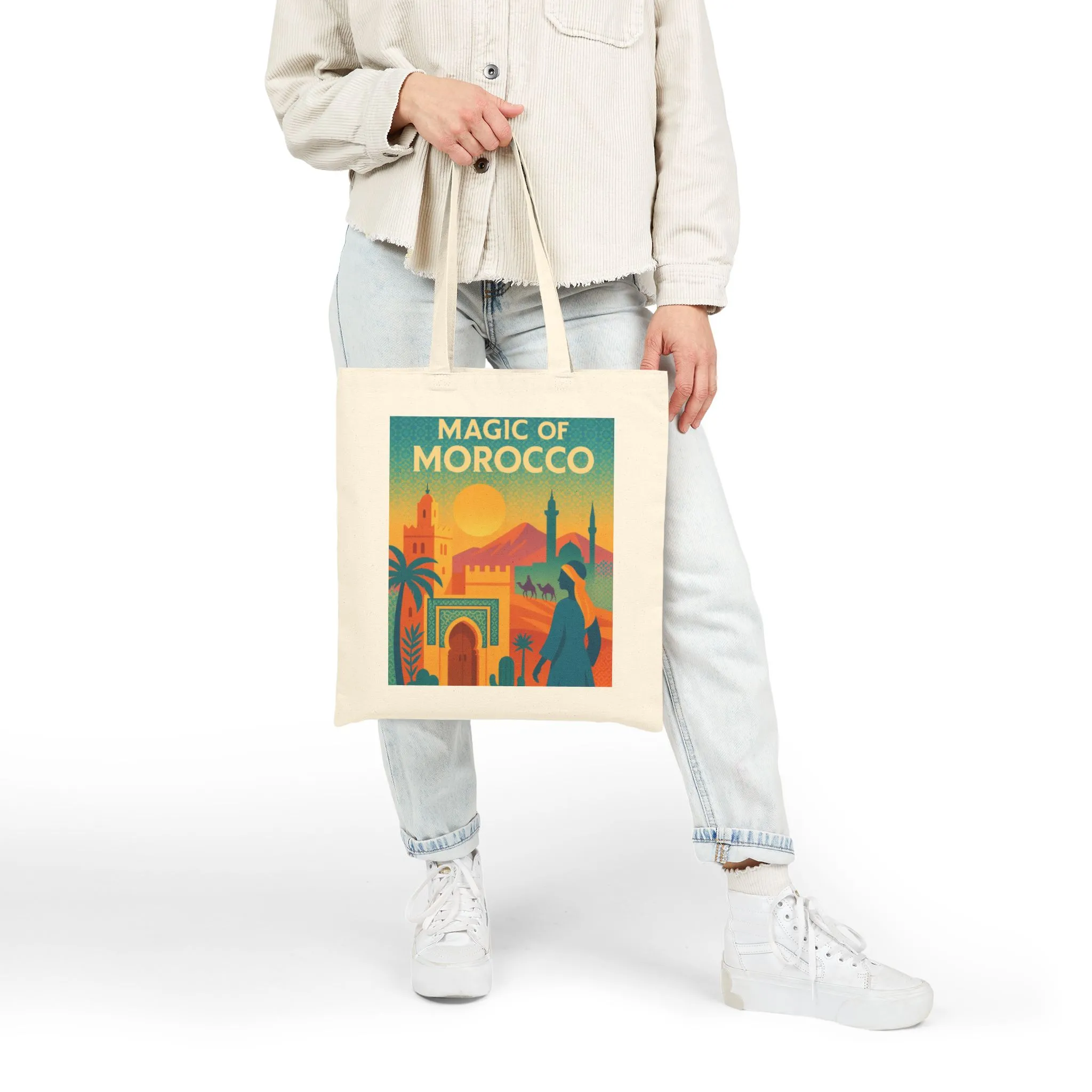 Magic of Morocco Tote Bag, Bohemian Tote, Eco-Friendly Bag, Gifts for Travelers, Natural Canvas Bag - Image 4
