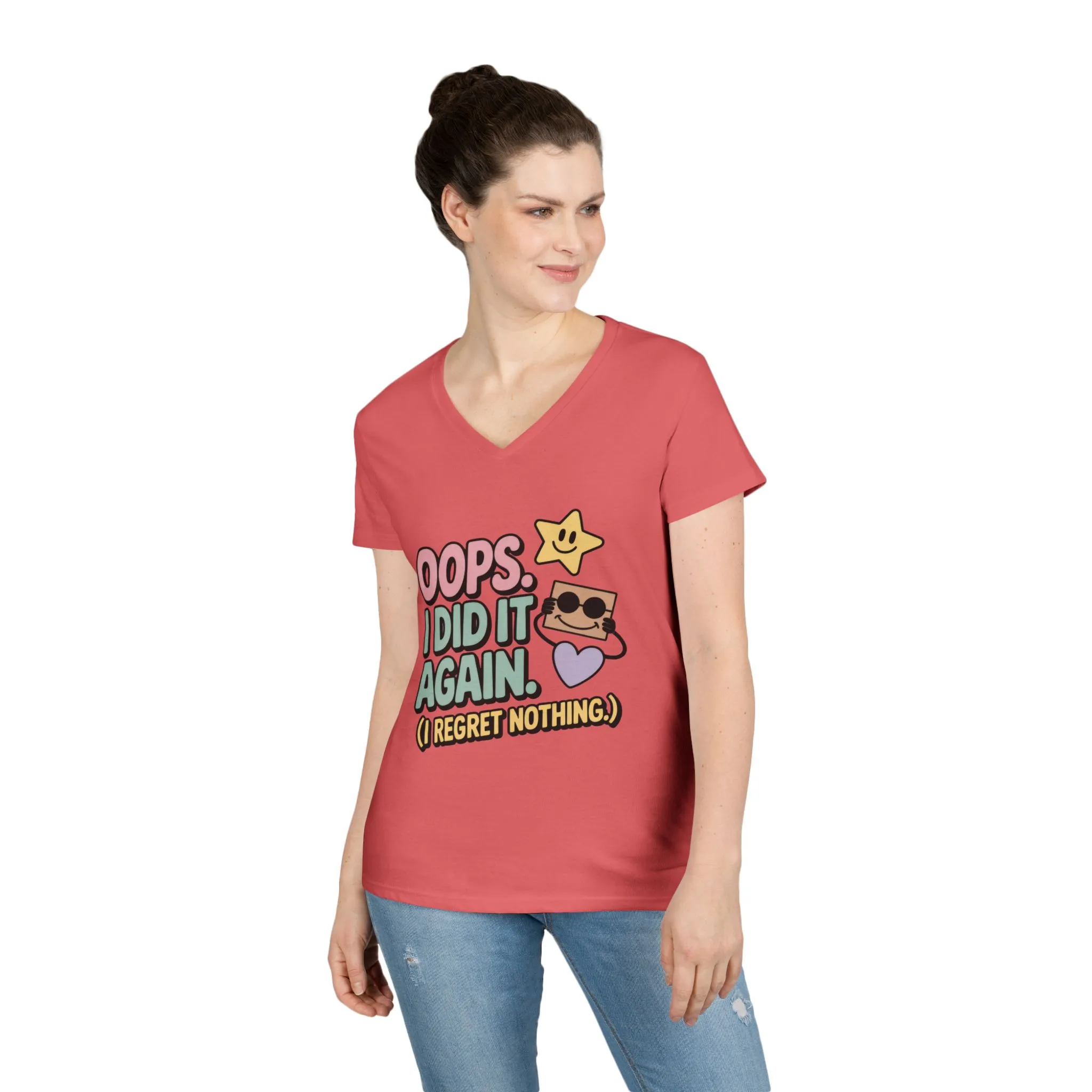 Oops! I Did It Again Ladies' V-Neck T-Shirt, Fun Casual Tee, Perfect Gift, Casual Statement Wear, Positive Message Women's T-Shirt - Image 19
