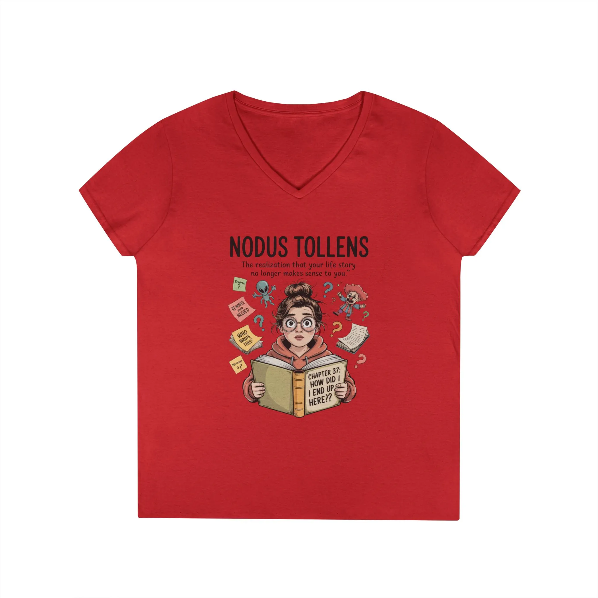 Nodus Tollens V-Neck T-Shirt, Women's Heavy Cotton Shirt, Latin Words, Moods & Modes, Self-Awareness, Quirky Humor Shirt - Image 18