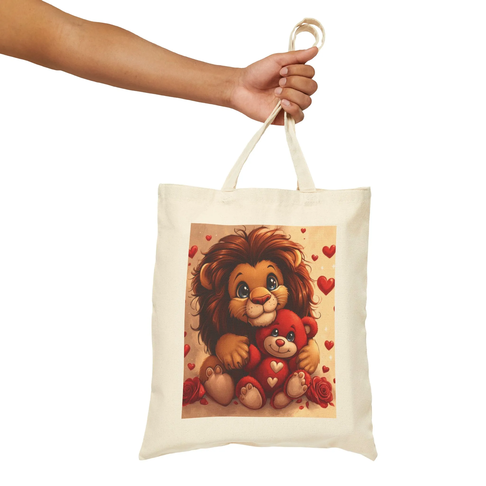 Adorable Lion & Teddy Bear Tote Bag, Cute Gift for Kids, Nursery Decor, Valentine's Day, Eco-Friendly Shopping Bag - Image 5