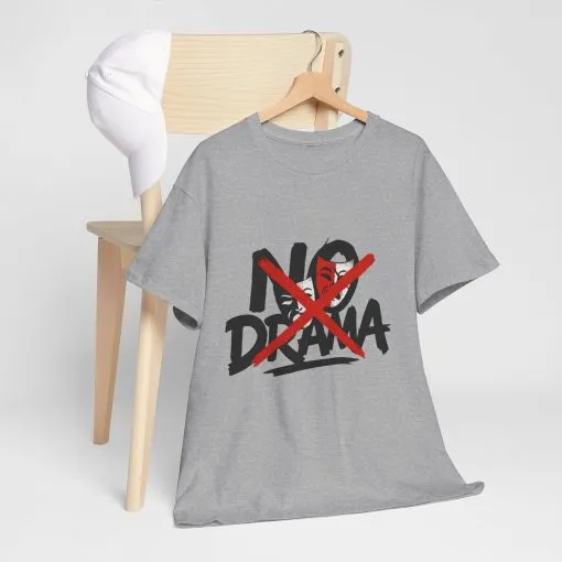 No Drama Unisex Heavy Cotton Tee, Casual Shirt, Gift for Friends, Relaxed Fit, Comfort Wear, Everyday Style - Image 6