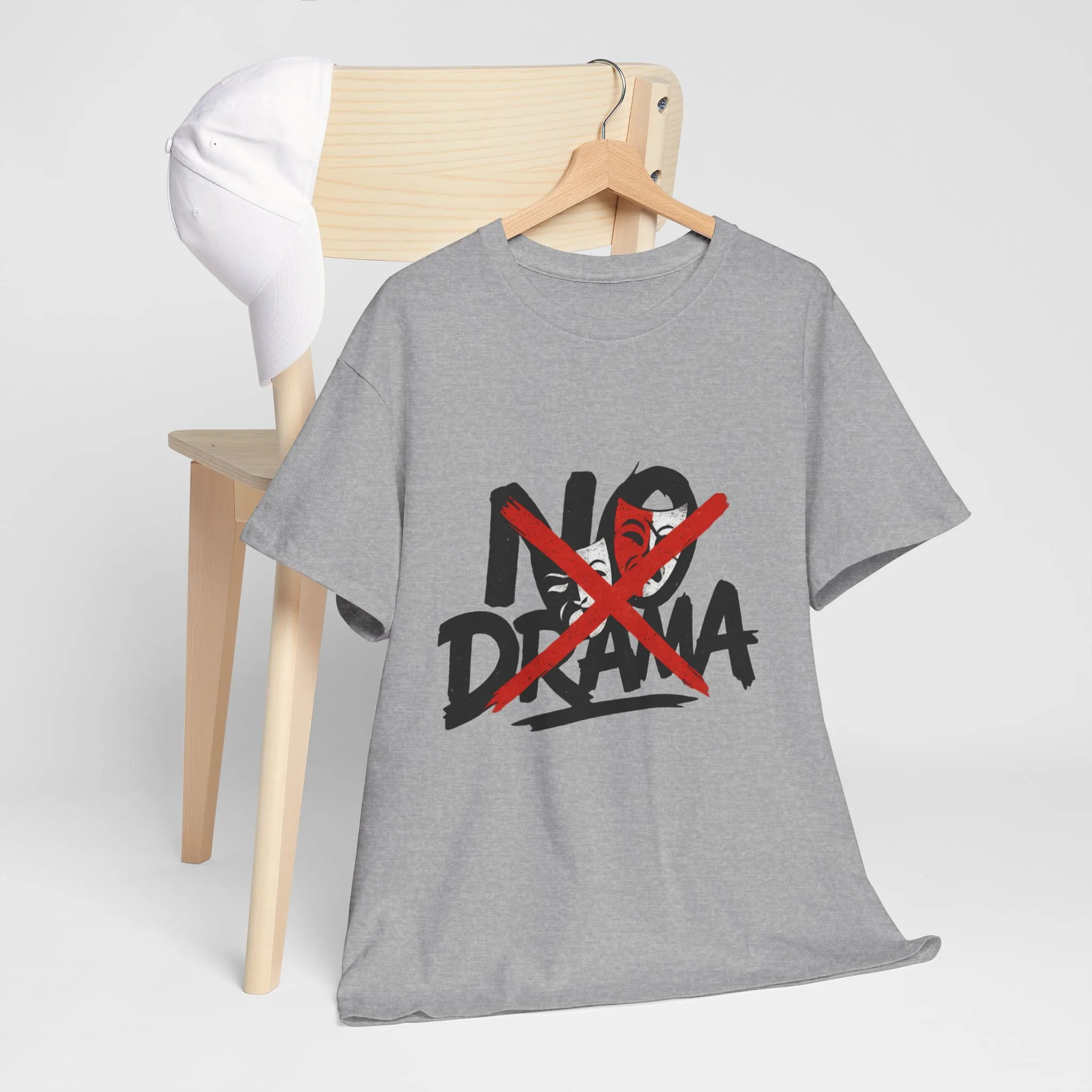 No Drama Unisex Heavy Cotton Tee, Casual Shirt, Gift for Friends, Relaxed Fit, Comfort Wear, Everyday Style - Image 6