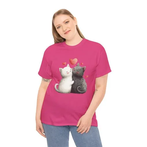 Cute Cat Love T-Shirt, Adorable Feline Couple Tee, Gift for Cat Lovers, Valentine's Day Shirt, Cozy Everyday Wear, Cat Mom T-Shirt - Image 28