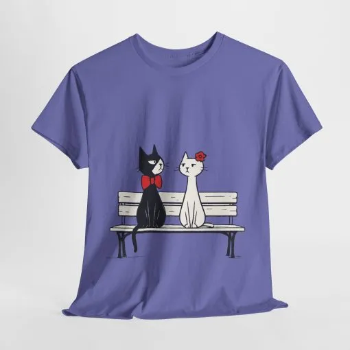 Cute Cat Lovers Tee, Unisex Heavy Cotton Tee for Pet Owners, Funny Cat Shirt, Gift for Cat Lovers, Casual T-Shirt, Animal Art Tee - Image 2