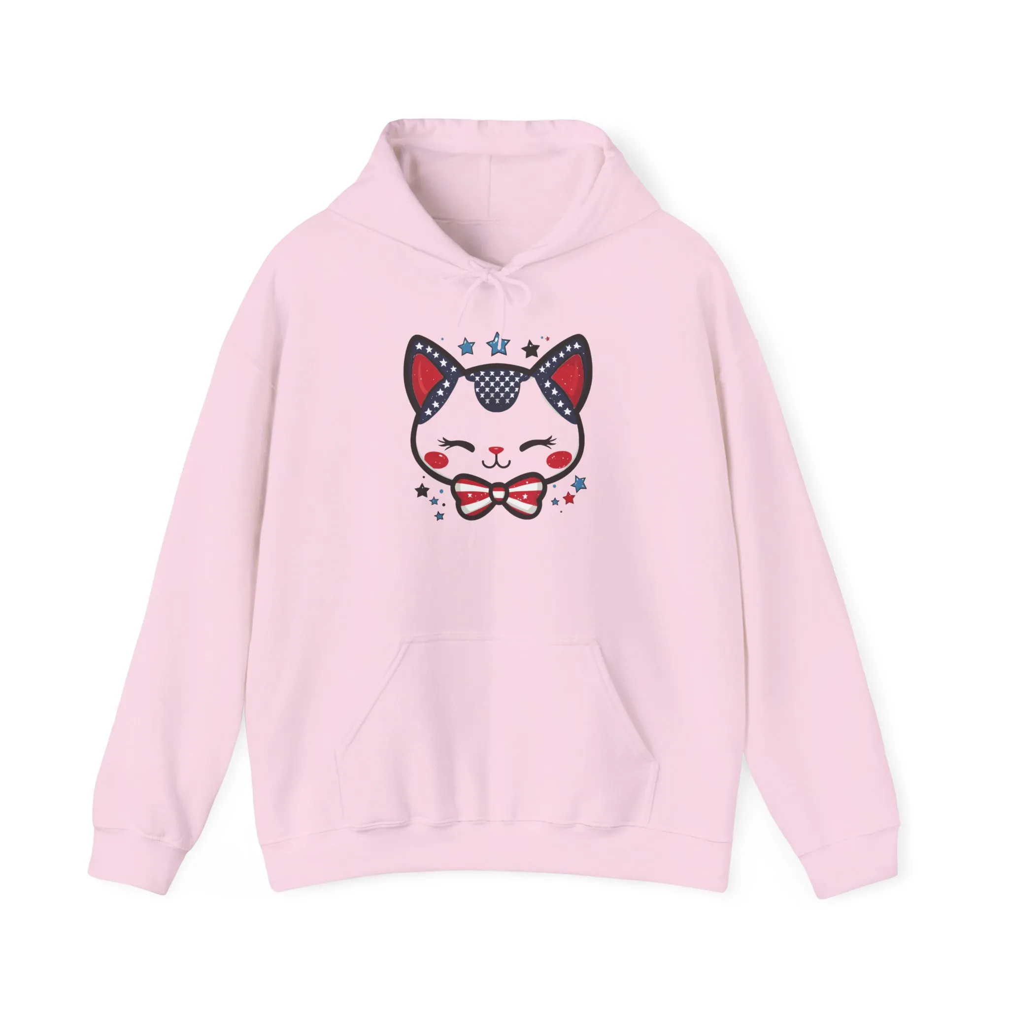 Cute Patriotic Cat -Themed Women's Hoodie, for Cat Lovers, Cute Gift for Pet Owners, Cozy Sweatshirt for All Seasons, Fourth of July Hoodie - Image 29