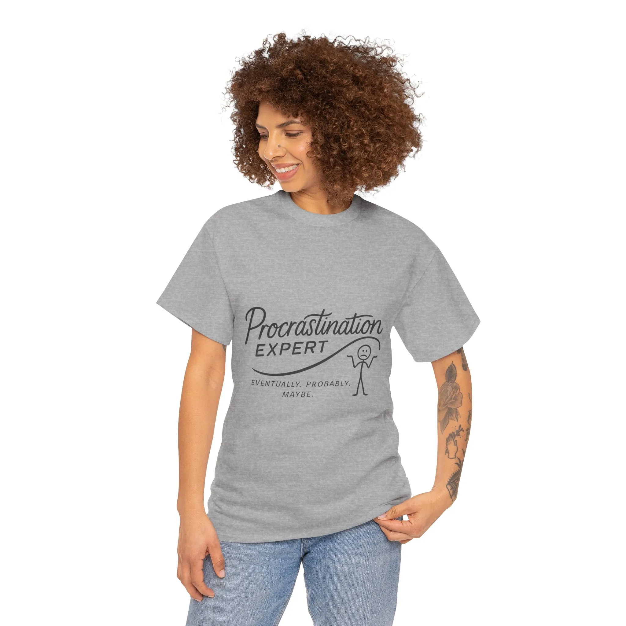 Procrastination Expert Women's Heavy Cotton Tee, Funny T-Shirt, Gift for Students, Casual Wear, Comfy Everyday Tee, Humor Shirt - Image 7