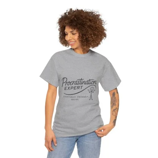 Procrastination Expert Women's Heavy Cotton Tee, Funny T-Shirt, Gift for Students, Casual Wear, Comfy Everyday Tee, Humor Shirt - Image 7