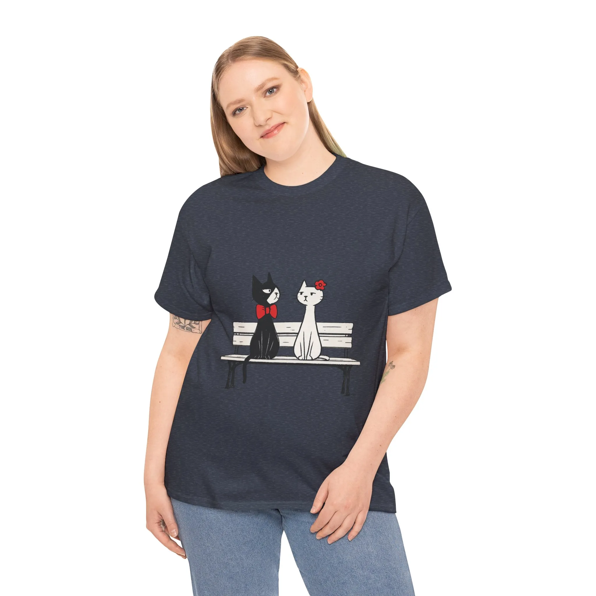 Cute Cat Lovers Tee, Unisex Heavy Cotton Tee for Pet Owners, Funny Cat Shirt, Gift for Cat Lovers, Casual T-Shirt, Animal Art Tee - Image 20