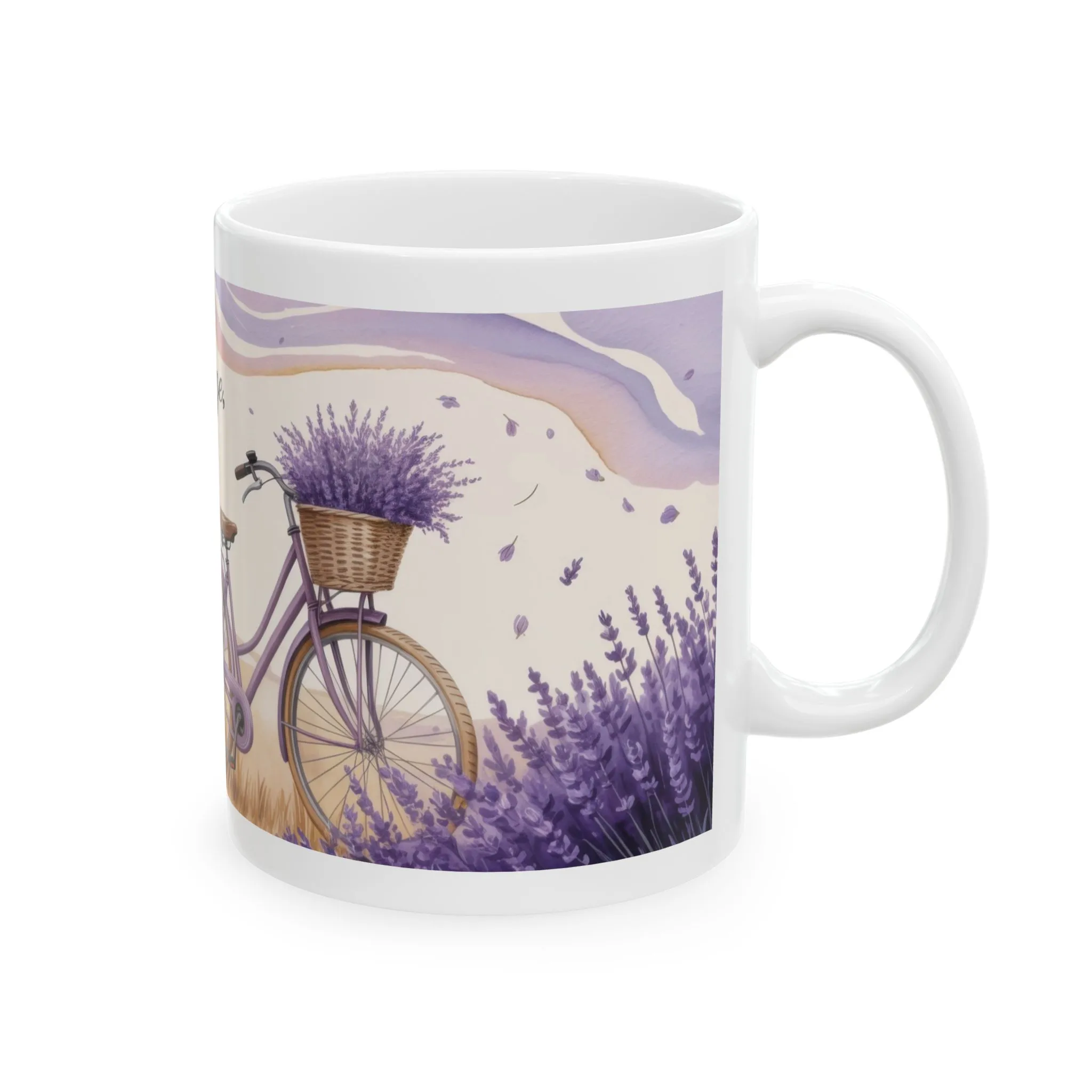 Lavender Field Mug, Bicycle Coffee Cup, Tranquil Nature Lover Gift, Calm Summer Vibes Mug, Motivational Coffee Cup, Inspirational Quotes - Image 4