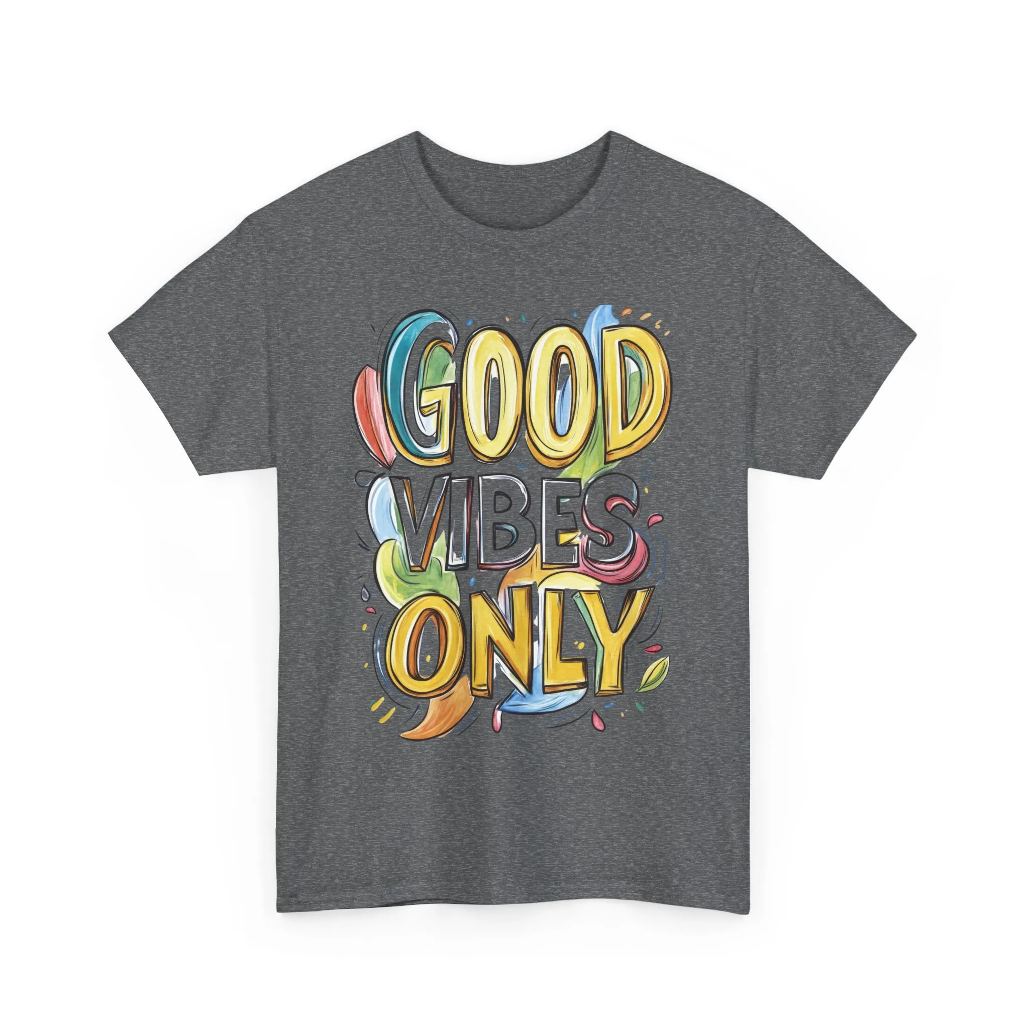 Good Vibes Only Women's Heavy Cotton Tee, Positive Energy Shirt, Graphic T-Shirt, Women's Casual Wear, Gift for Friends, Summer Outfit - Image 12