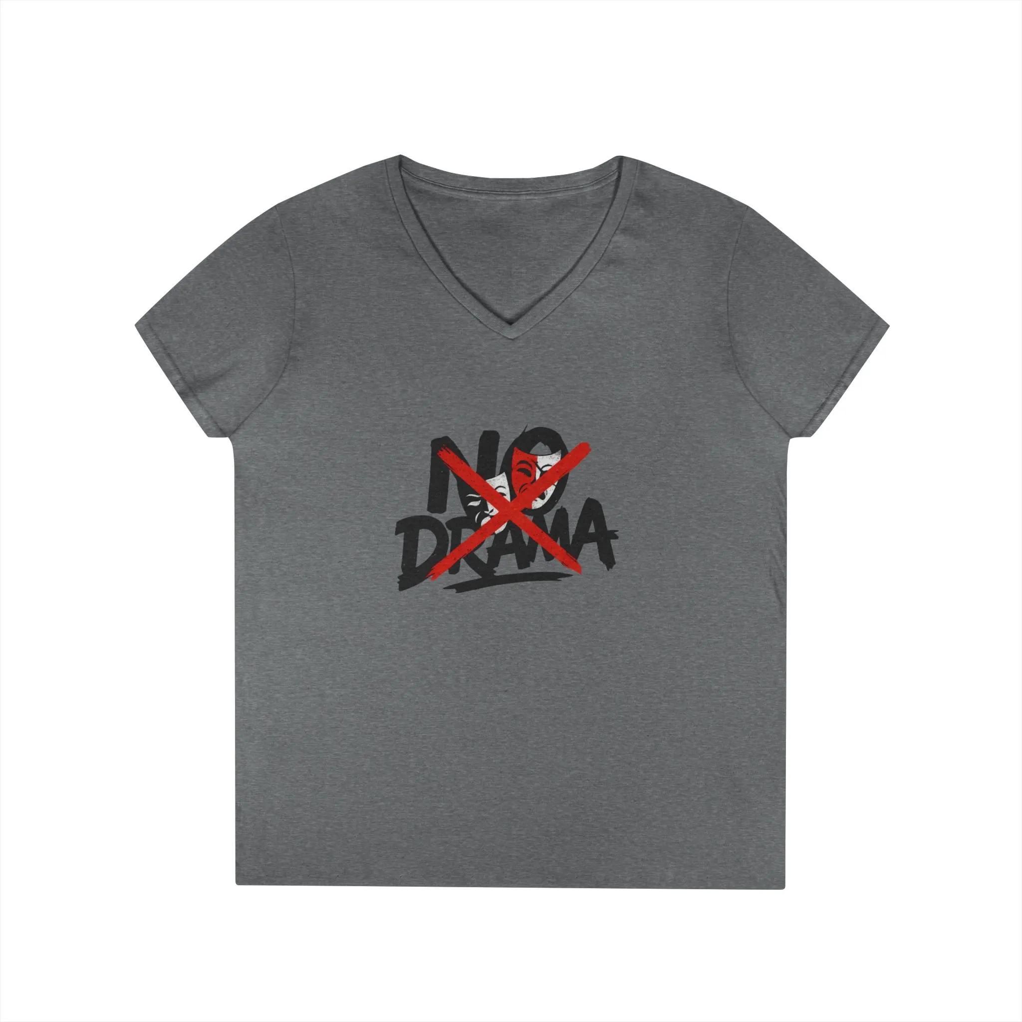 No Drama Ladies' V-Neck T-Shirt, Casual Graphic Tee, Perfect for Everyday Vibes, Gift Idea for Friends, Fun Statement Top, Mood Daily Modes - Image 18