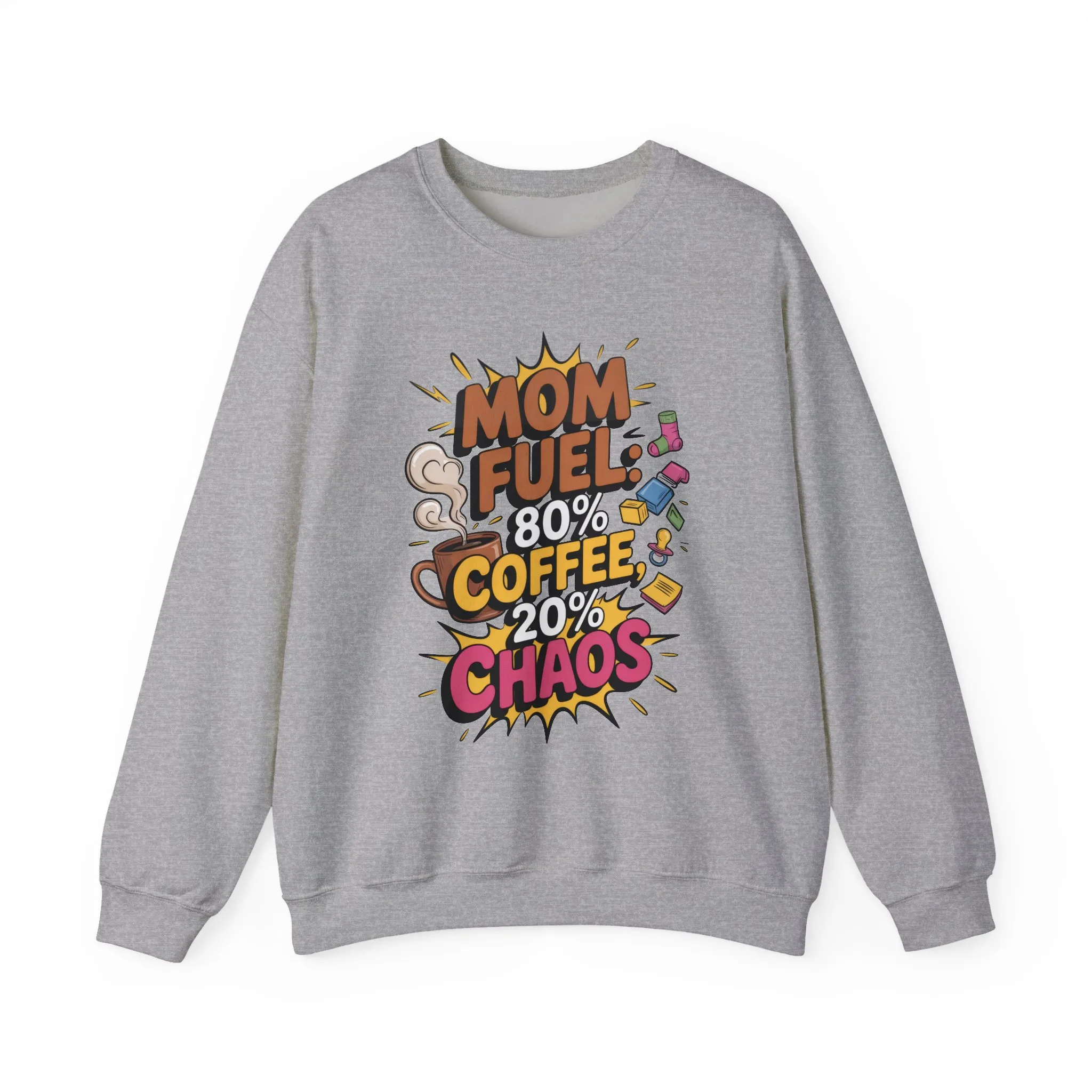 Funny Mom Fuel Sweatshirt, Perfect Gift for Moms, Chaos & Caffeine, Mother's Day Apparel, Funny Tired Mom Life Sweatshirt, Coffee Loving Mom - Image 2