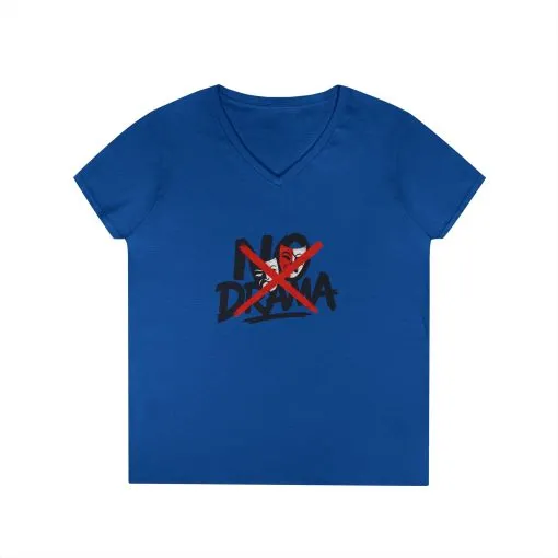 No Drama Ladies' V-Neck T-Shirt, Casual Graphic Tee, Perfect for Everyday Vibes, Gift Idea for Friends, Fun Statement Top, Mood Daily Modes - Image 8
