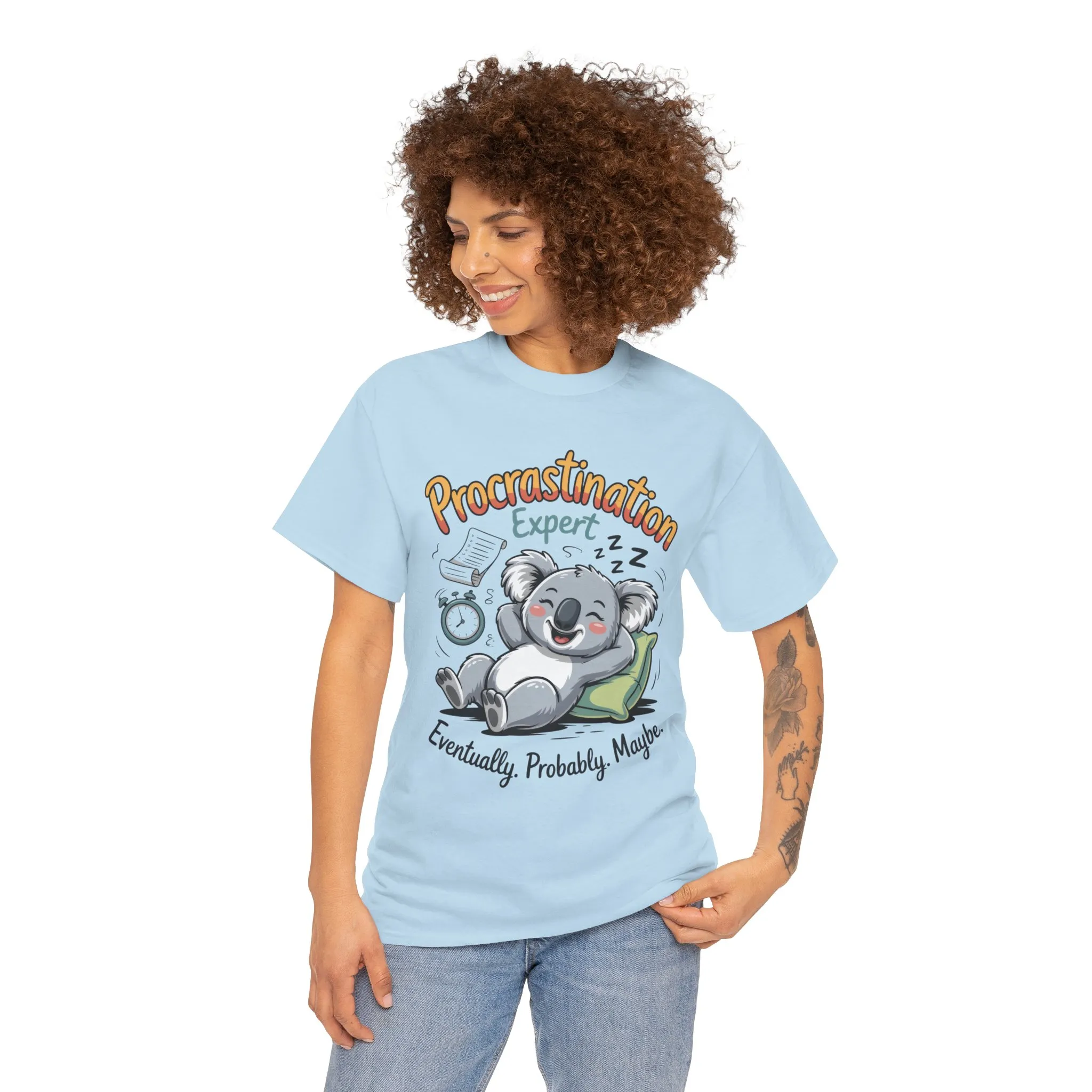 Procrastination Expert Cotton Tee, Funny T-Shirt, Cute Koala Design, Gift for Students, Relaxed Fit Shirt, Gift for Animal Lovers - Image 19