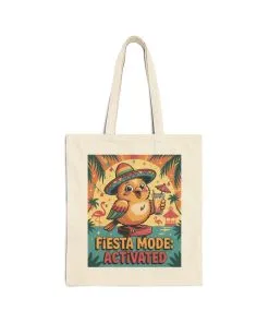 Fiesta Mode Activated Cotton Canvas Tote Bag, Fun Party Accessories, Eco-Friendly Shopping Bag, Summer Vibes Tote, Gift for Friends