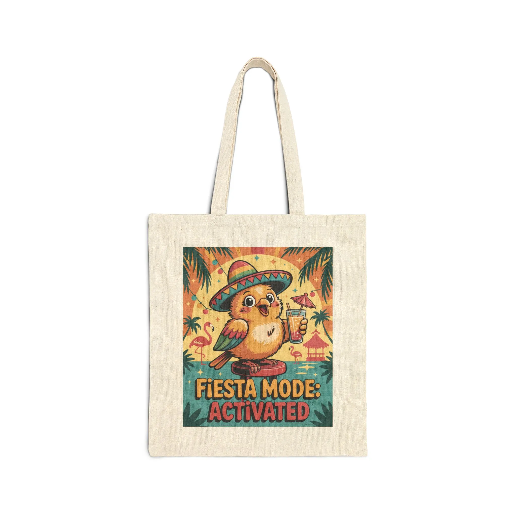 Fiesta Mode Activated Cotton Canvas Tote Bag, Fun Party Accessories, Eco-Friendly Shopping Bag, Summer Vibes Tote, Gift for Friends