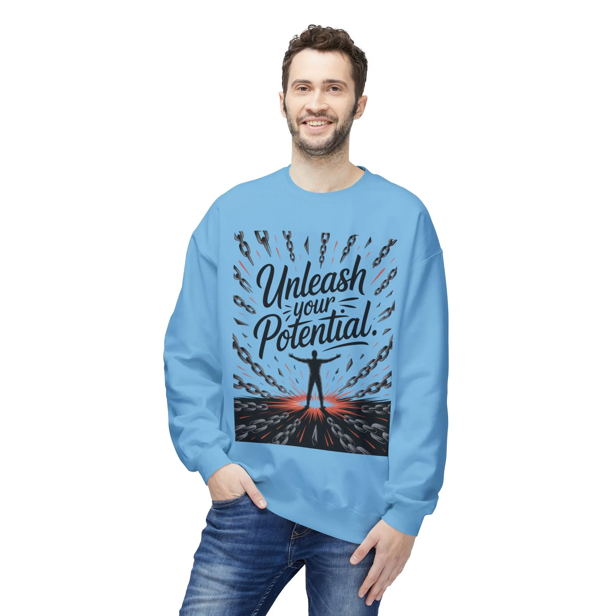 Unleash Your Potential Men s Sweatshirt, Motivational Crewneck, Inspirational Gift For Men, Gift for Graduates, Personal Growth Apparel - Image 11