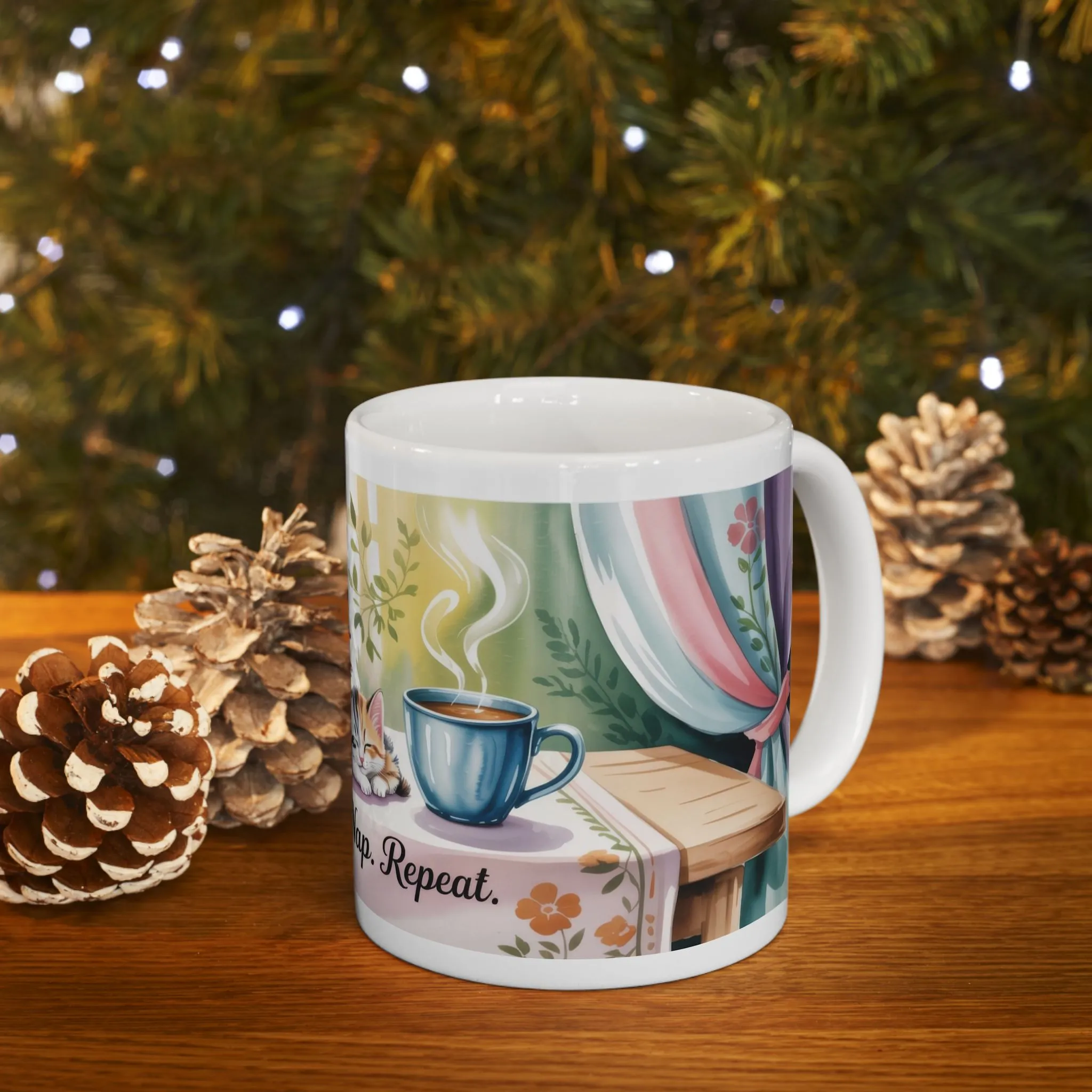 Cozy Cat Lover Mug, Ceramic Coffee Cup for Readers, Gift for Cat Lovers, Relaxing Tea Mug, Perfect for Home & Office, Book Lover Coffee Cup - Image 9