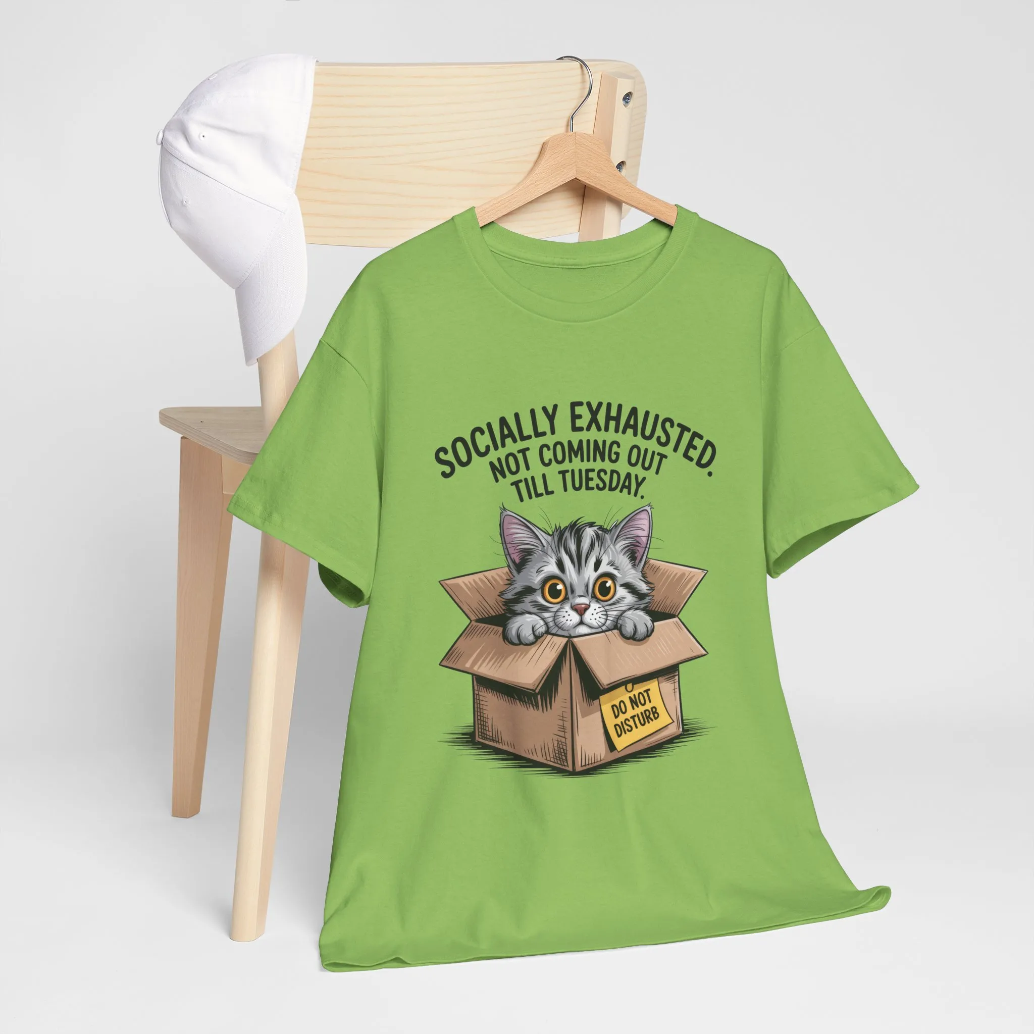 Socially Exhausted Cat Women's Tee, Funny Cat Shirt, Women's Graphic Tee, Gift for Introverts, Cute Animal T-Shirt, Weekend Wear - Image 12