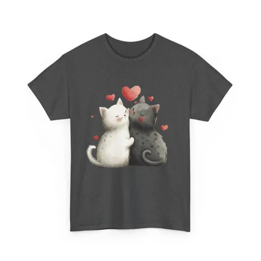 Cute Cat Love T-Shirt, Adorable Feline Couple Tee, Gift for Cat Lovers, Valentine's Day Shirt, Cozy Everyday Wear, Cat Mom T-Shirt - Image 12